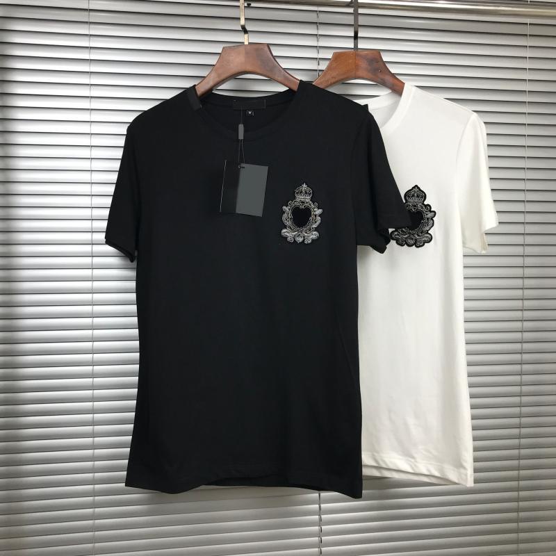 Summer Tide New Crown Badge Embroidery Brief Comfort Casual 100 hitch 100 hitch round collar short sleeve T-shirt