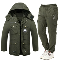 Набор военных зеленых хлопковых курток (вверху с брюками)