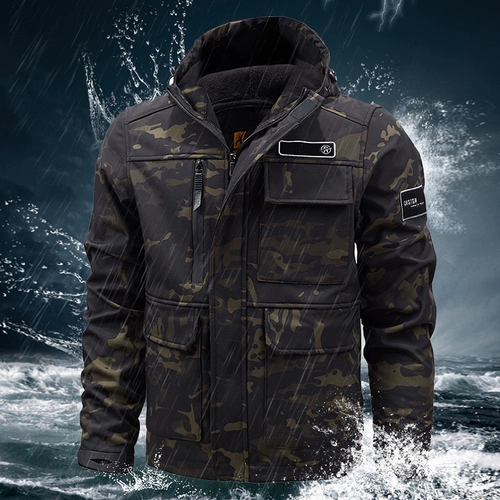 Демисезонный утепленный комбинезон, износостойкий камуфляжный пуховик, водонепроницаемая куртка