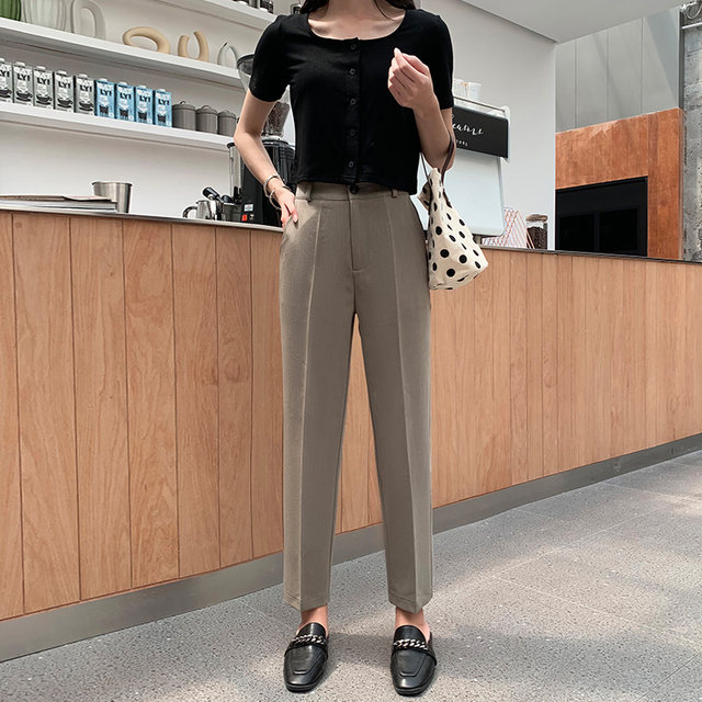 Spring and Autumn Loose Straight Pants Casual Large Size Workwear Cigarette Suit Pants Women's Slim Versatile Small Feet Nine-Point Harem Pants