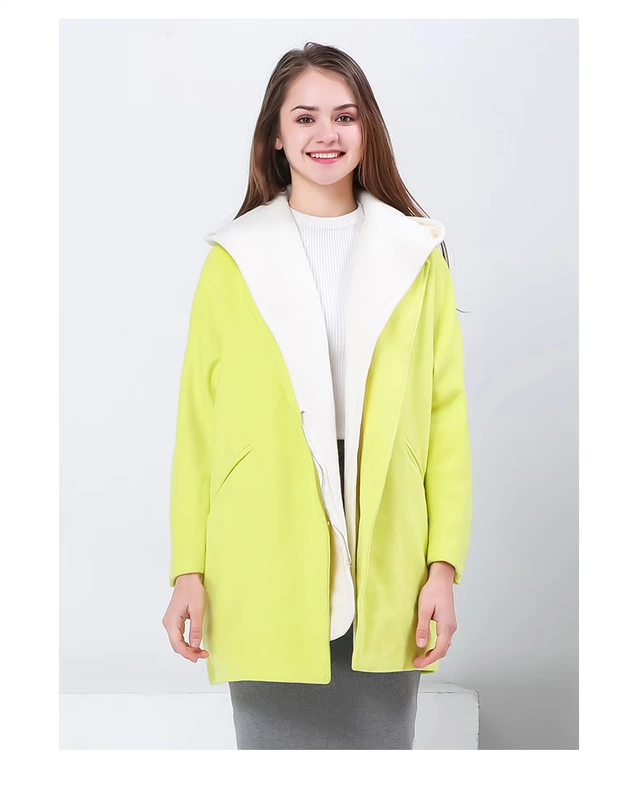 Jane hoa mùa đông thời trang mới thời trang hoang dã áo len trùm đầu áo len ấm áp áo khoác nữ E55139 - Trench Coat