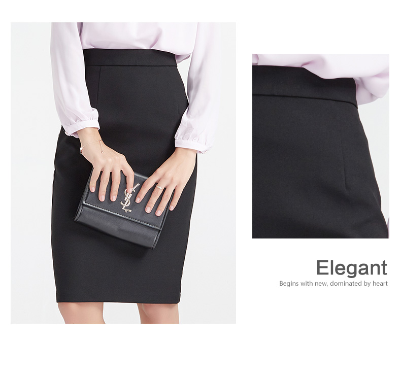 Jane Duo Women Spring New Solid Color Commuter Professional Slim Thin Joker Pack Hip Váy Nữ B61113 - Váy chân váy xếp ly