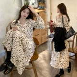 Осеннее платье, демисезонный лонгслив, осенняя юбка, 2025 года, в цветочек, подходит для подростков