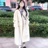 Шерстяное шерстяное пальто, длинная демисезонная куртка, 2025 года, подходит для подростков, увеличенная толщина, изысканный стиль