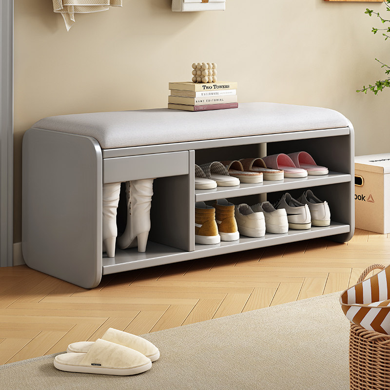 Solid wood changing shoes stool home doorway stool integrated shoe cabinet entrance door entrance door-to-shoes stool seat-style shoe rack long stool-Taobao