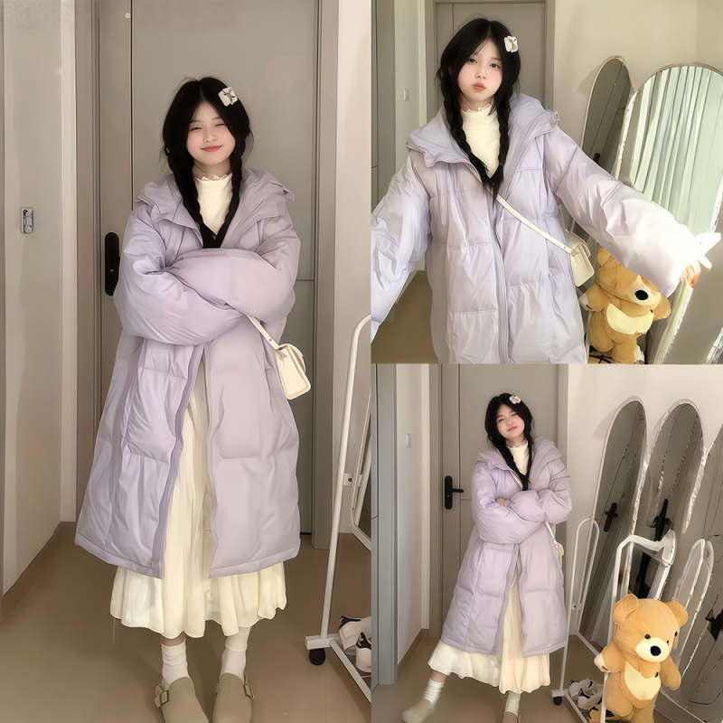 Winter Cotton-Padded Jacket for Women, Mid-Length, 2025 New Style, Loose-Fitting Cotton Coat for Students, Korean Style, Thickened, Over-The-Knee, Warm down Cotton-Padded Jacket
