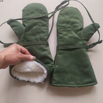 Extended sheepskin wool two finger gloves leather wool one inner gown gloves winter warm leather hair