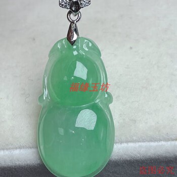 Pure natural burmese jade full green gourd jade pendant
