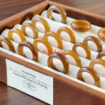 Hotan jade clear water caramel color wide loach back ring