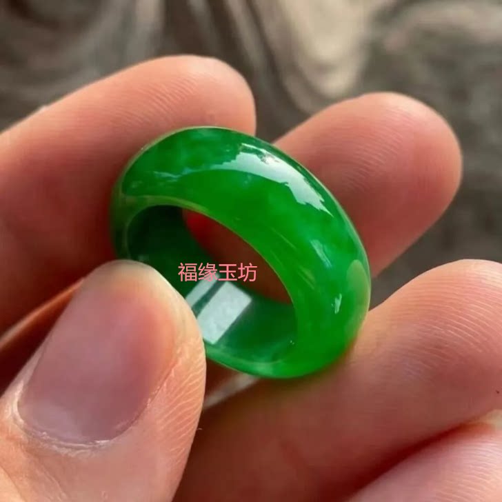 Burmese dry green ring ice flower green men and women ring floating flower ring ring finger running ring