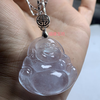 Jade pendant jade buddha jade pendant maitreya buddha burmese silver inlaid jade ice seed inlaid jewelry