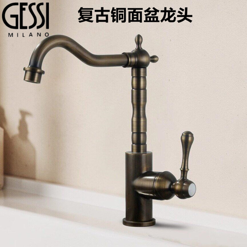 Italian Gessi Vintage Copper Basin Faucet, All-Copper Hot and Cold Rotating Washbasin Faucet, Retro Faucet Italian Gessi Vintage Copper Basin Faucet, All-Copper Hot and Cold Rotating Washbasin Faucet, Retro Faucet