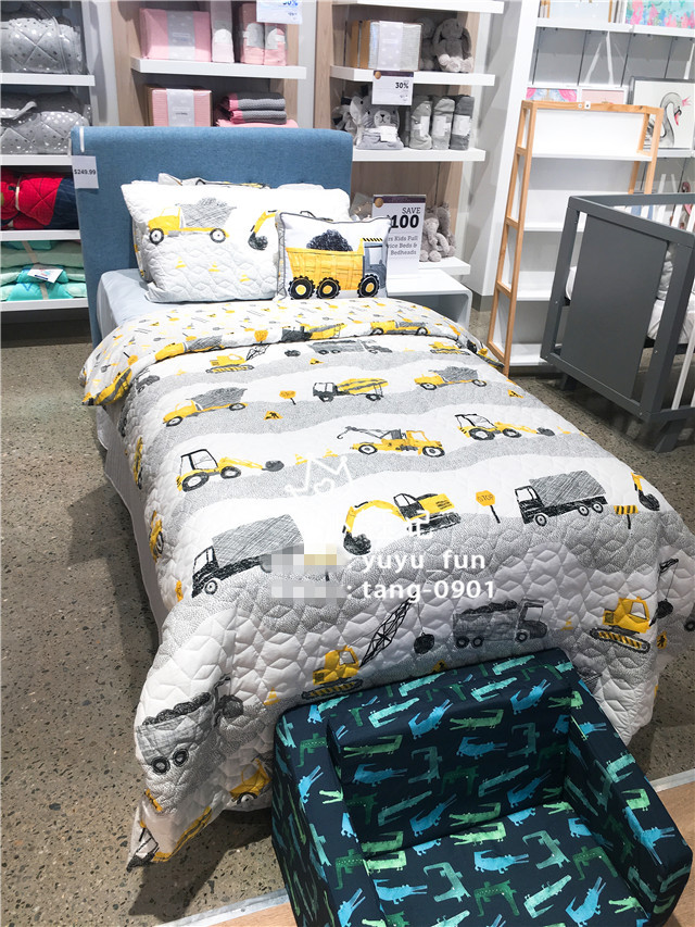 Small Yu Kee Australia Adairs Children's Bed Goods Quilt Cover Pillowcase Small Yellow Caravan Clips Cotton Spot