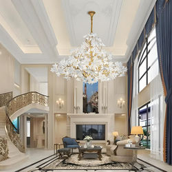 Villa Hollow Pendant Light, French-Style Light Luxury Modern Dining Room Lamp, Duplex Lobby Staircase, Grand New Model, All-Copper Large Chandelier