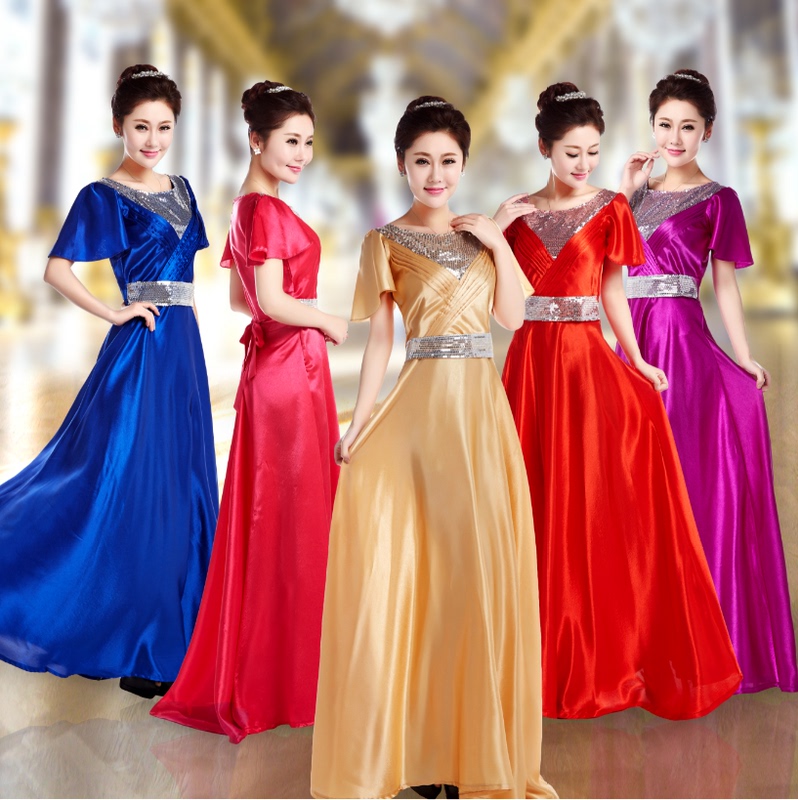 Chorus Performance Dress for Women, Long Red Dress, Elegant New Style for Students, Modern Host Choir Dress, Performance Costume Chorus Performance Dress for Women, Long Red Dress, Elegant New Style for Students, Modern Host Choir Dress, Performance Costume