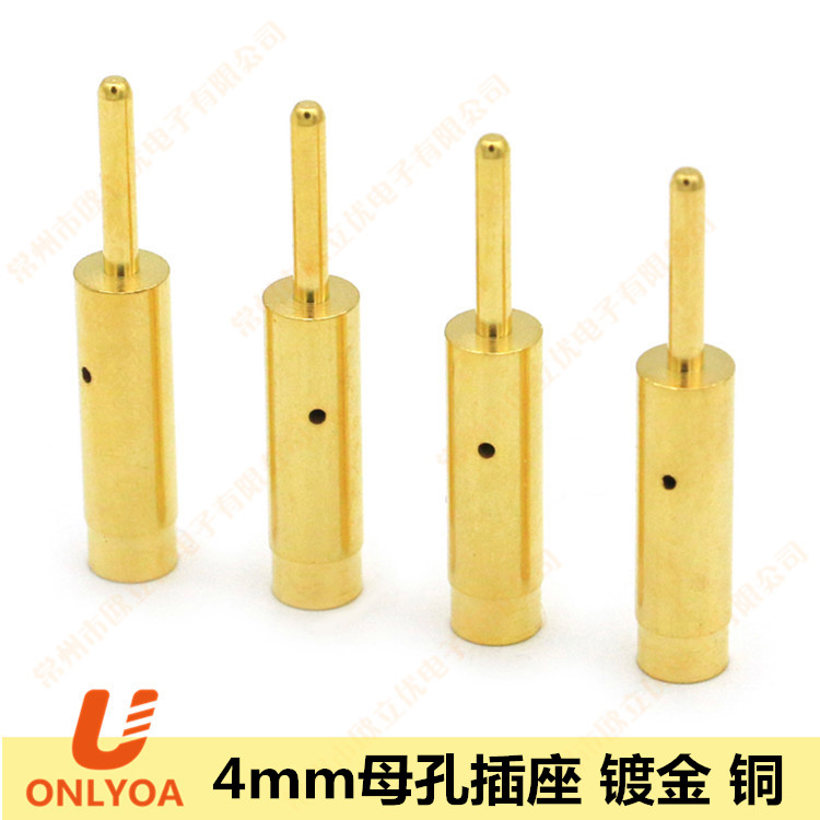 Ouliyou 4mm banana socket female hole one-piece copper gold plated with long pin connector connector terminal can be customized