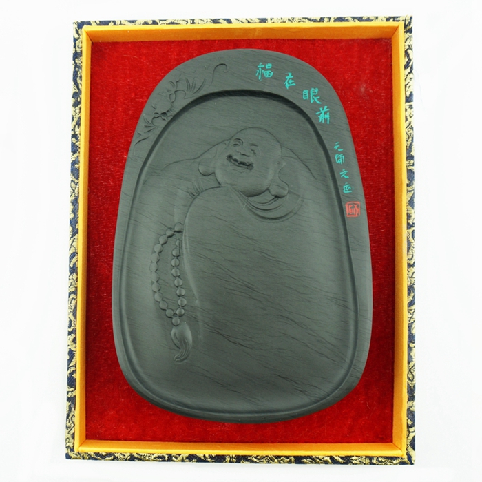 Tiankaiwenyun authentic inkstone calligraphy and painting inkstone pen ink paper inkstone water wave pattern fine inkstone 8 inch blessing in front of the brocade box