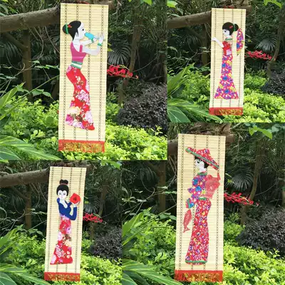 Bamboo painting National Creative pastoral ornaments National style girl bamboo art cloth stickers bamboo woven wall hanging