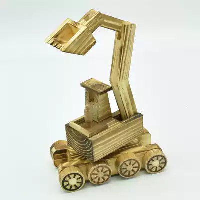 Tourism hot sale wooden craft gifts decoration wooden excavator ornaments children's toy car model