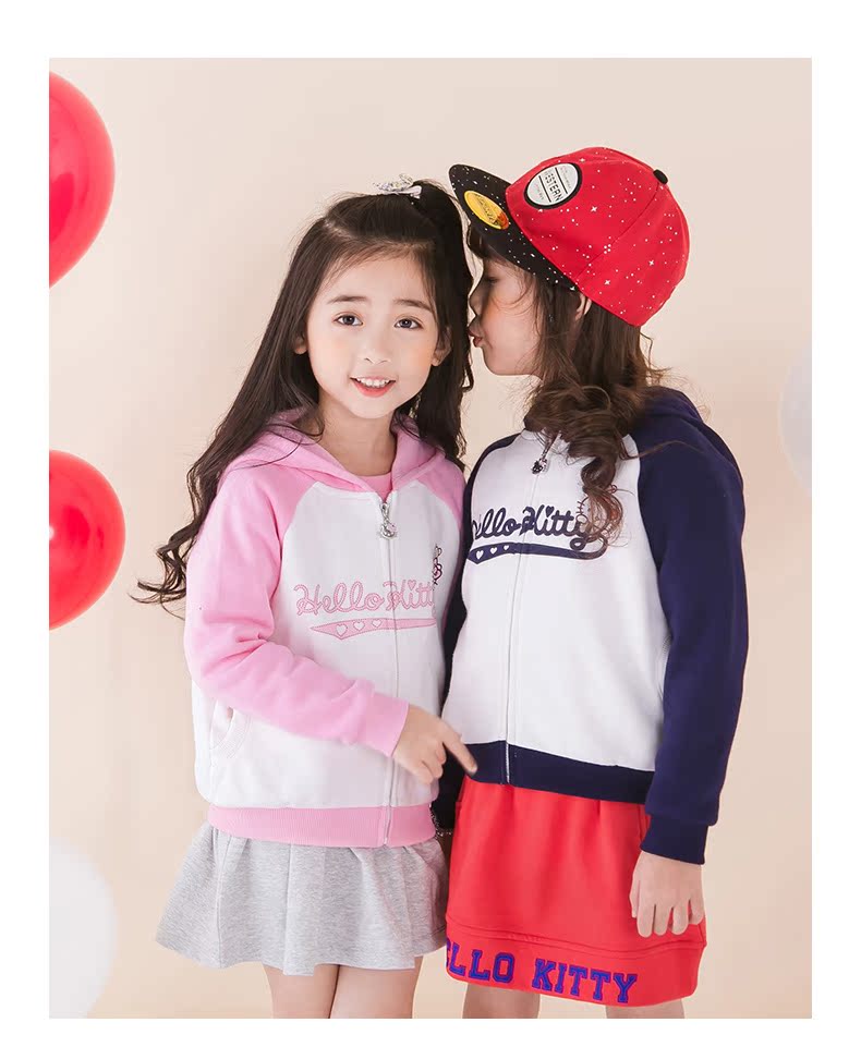 Hellokitty quần áo trẻ em cô gái áo mùa thu 2018 mới dày cộng với nhung trẻ em trẻ em lớn của phụ nữ áo khoác