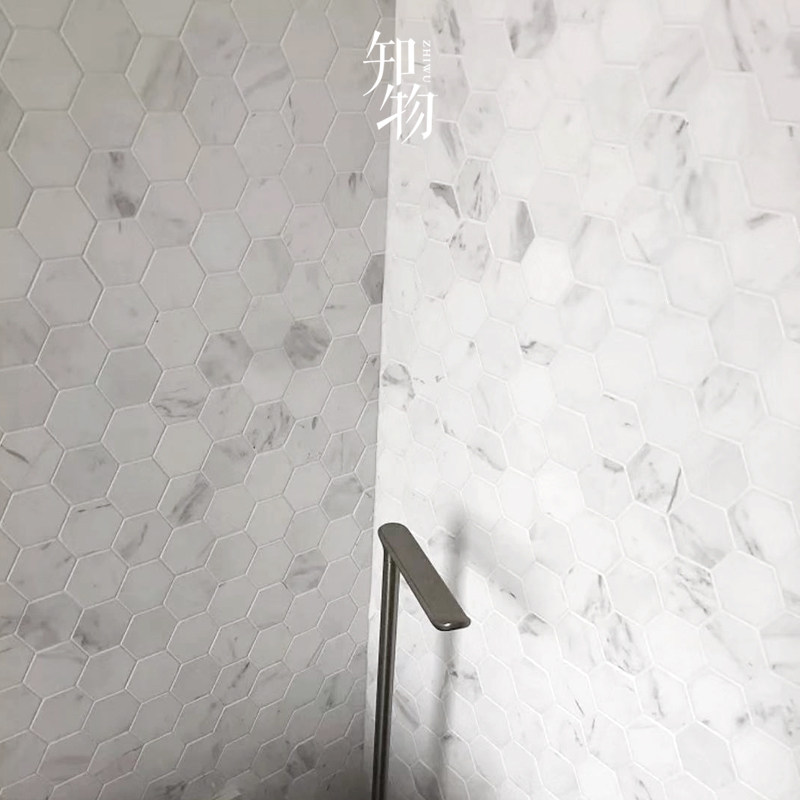 Real Stone Mosaic Jazz White Natural Marble Hexagonal Mosaic Makeup Room Bathroom kitchen Wall surface