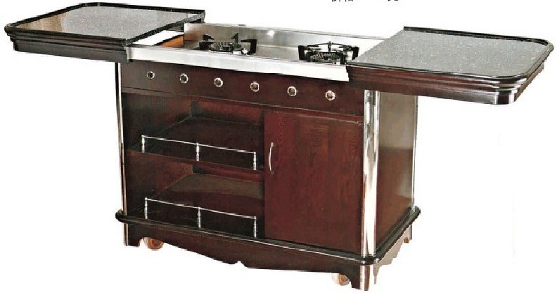 European-style pulling luxury cooking cart infinite star pull abalone cart wooden movable trolley service cart