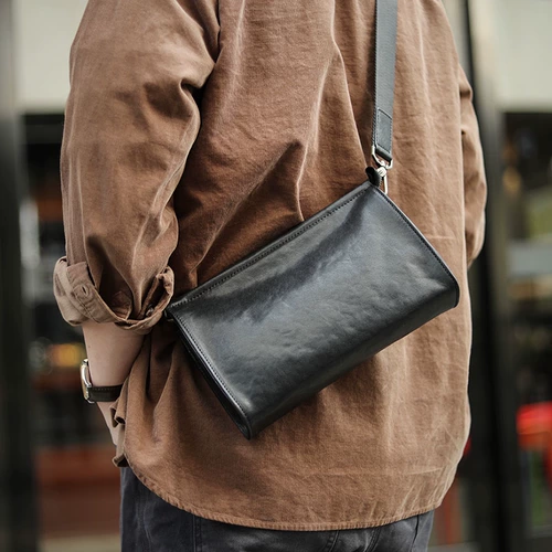 Оригинальная сумка на одно плечо, кожаная маленькая сумка клатч, сумка с петлей на руку для отдыха, коллекция 2023, из натуральной кожи