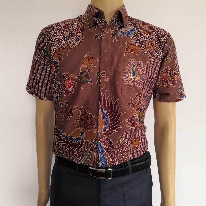 Indonesian Imported Business Fashion Trendy Comfortable Sarong Men's Short-Sleeved Floral Shirt Size 110-128