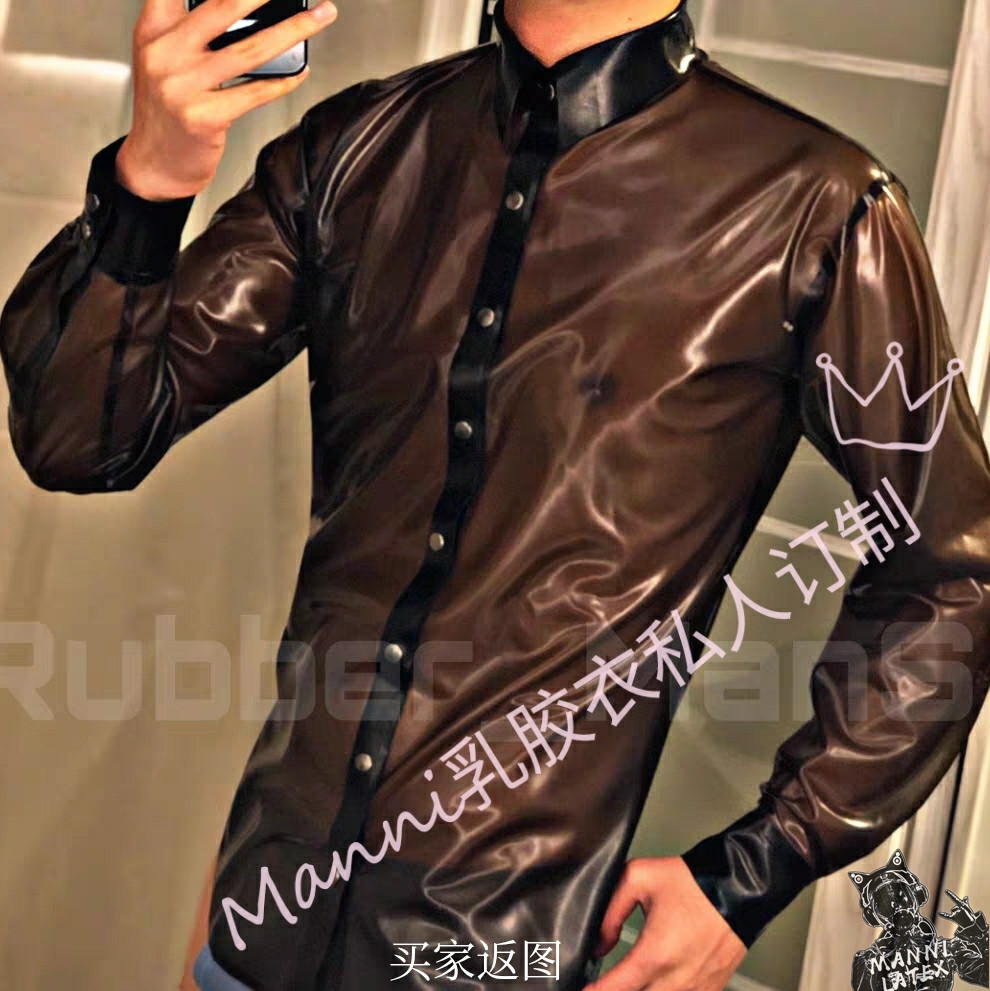 Latex shirts Loose jacket customization Latex long-sleeved tops Collared men's casual shirts Versatile