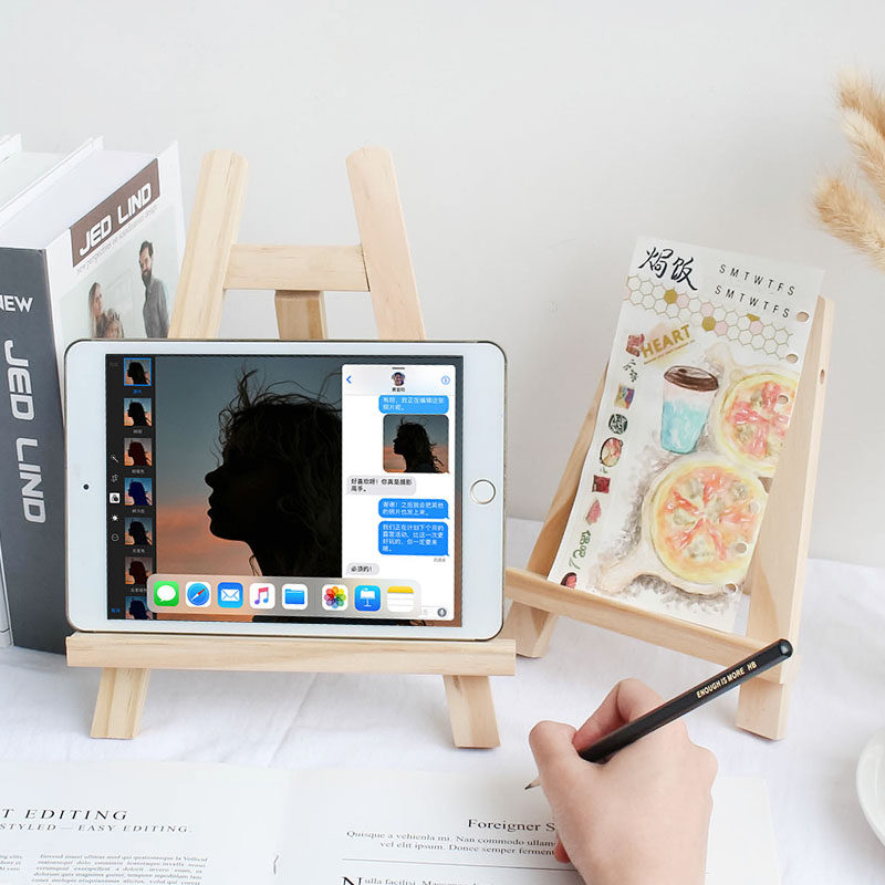 ins wind woody desktop easel mobile phone ipad bracket decoration student desk containing flat folding bracket