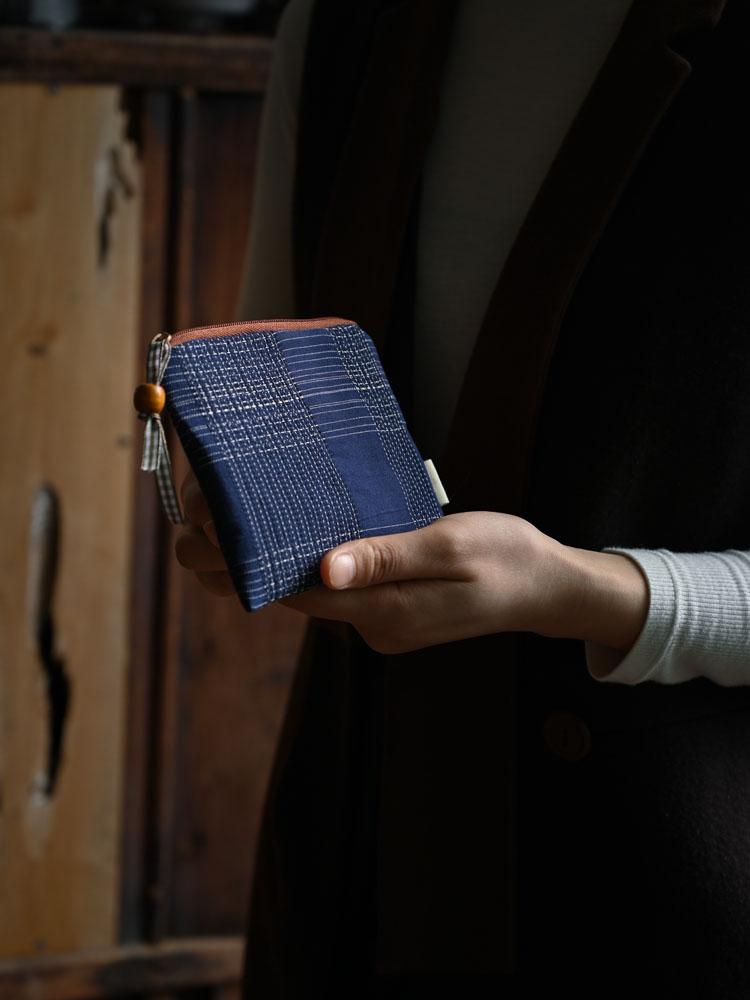 Mountain small Japanese linen cotton coin purse handmade silver money bag zipper storage bag lipstick makeup small bag
