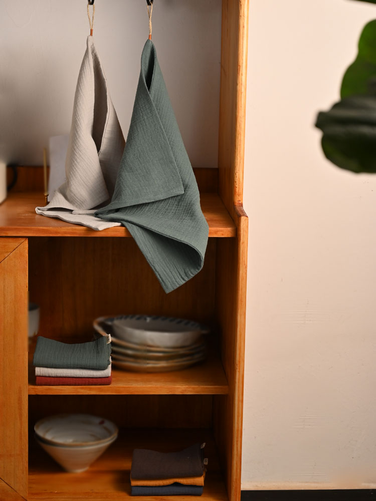 Mountain small Japanese-style cotton and linen handmade tea towel raising pot small square towel tea table absorbent rag simple hand towel tea cloth pad