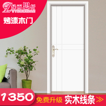Green Rain Sixuan modern style minimalist white door baking lacquered indoor door flat door custom-made wooden door