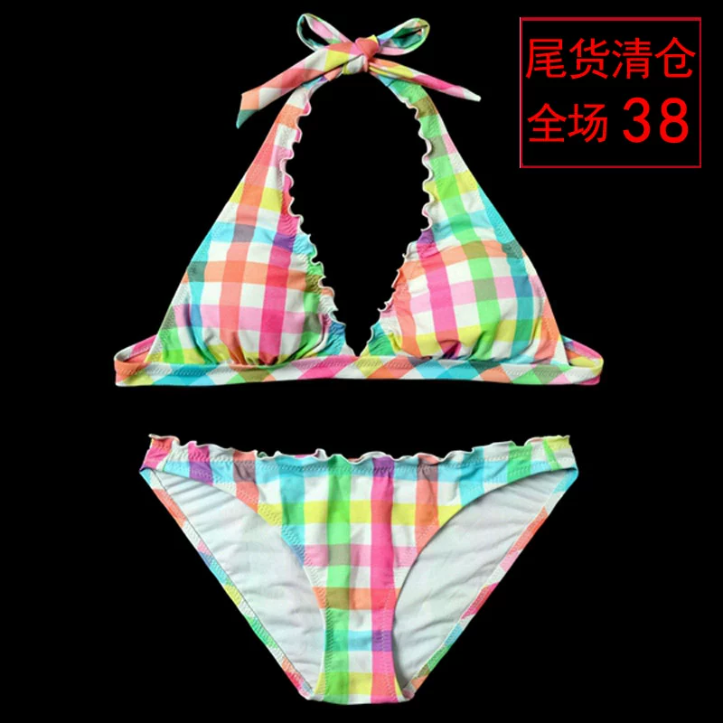 Xuất khẩu ban đầu duy nhất đích thực của phụ nữ kiểm soát lưới kiểm soát áo tắm MM dây ba điểm tam giác sexy ren-up bikini - Bikinis