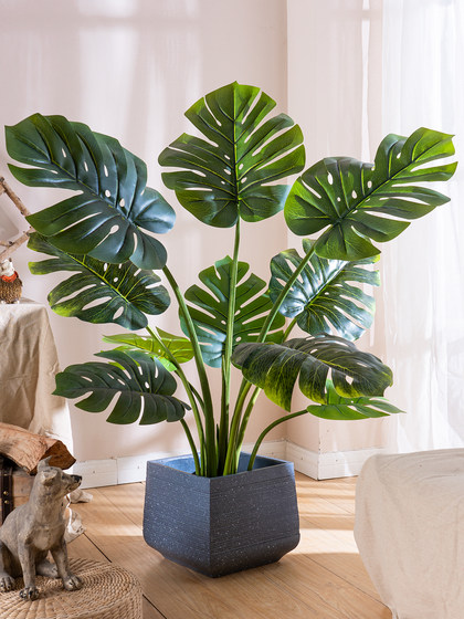 Monstera Artificial Plant Landscaping Indoor New Model Bionic Green Plant Fake Tree Potted Plant Living Room Decoration Ornament Fake Flower Tree