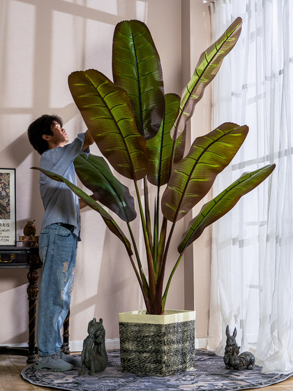 Large Artificial Banana Tree Tropical Broad-Leaf Plant Bonsai Indoor Shopping Mall Simulated Green Plant Landscaping Decoration Ornament
