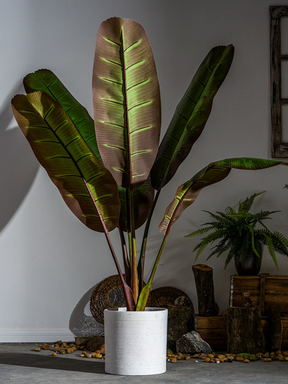Large Artificial Banana Tree Tropical Broad-Leaf Plant Bonsai Indoor Shopping Mall Simulated Green Plant Landscaping Decoration Ornament