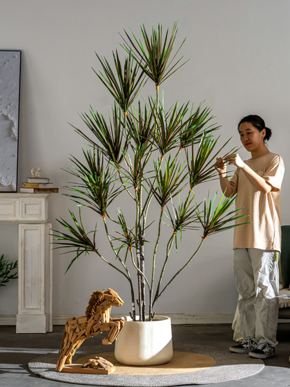 High-End Dragon Blood Tree Artificial Green Plant Indoor Philodendron Potted Plant Ornament Artificial Plant Fake Tree Living Room Landscaping Decoration