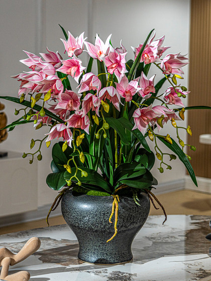 Phalaenopsis Artificial Flowers, Fake Flowers for Home Living Room Dining Table Floral Arrangements, High-End Realistic Plastic Floral Decorations