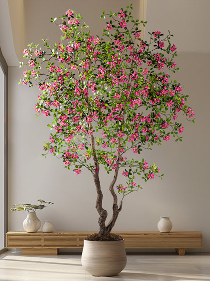 Large Artificial Green Plants for Indoor Decoration, High-End Artificial Flower Trees, Island Spring Flowers, Bionic Plants, Landscaping Potted Ornaments