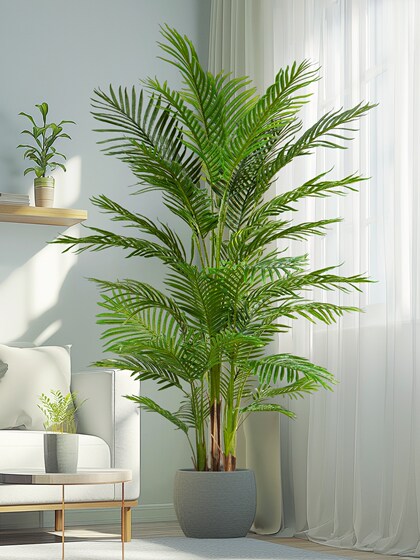 High-End Artificial Green Plant Monstera Areca Palm Indoor Potted Large Fake Tree Bionic Plant Floor-Standing Decorative Ornament