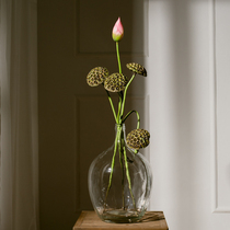 Nordic minimal creative large glass high vase transparent Japanese suspension flower water culture floor