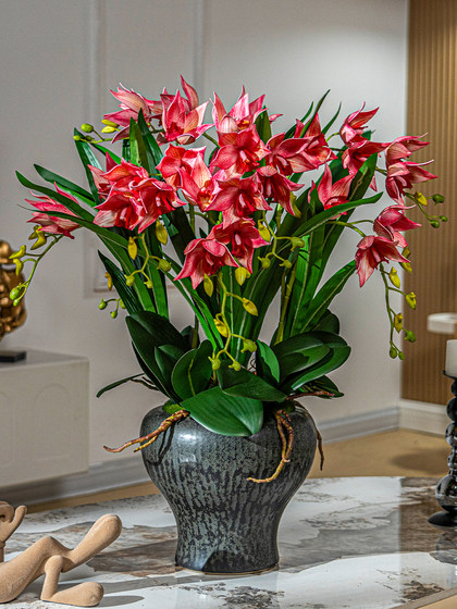 Phalaenopsis Artificial Flowers, Fake Flowers for Home Living Room Dining Table Floral Arrangements, High-End Realistic Plastic Floral Decorations