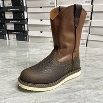 Round-toe bark pattern western cowboy boots European American and American khaki Goodyear motorcycle boots