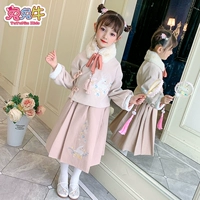 Новогодние канун детские девочки Tang Costumes китайская ветряная вышивка новогоднего сервера Детская Tangguang Новый год празднует детскую одежду девушек