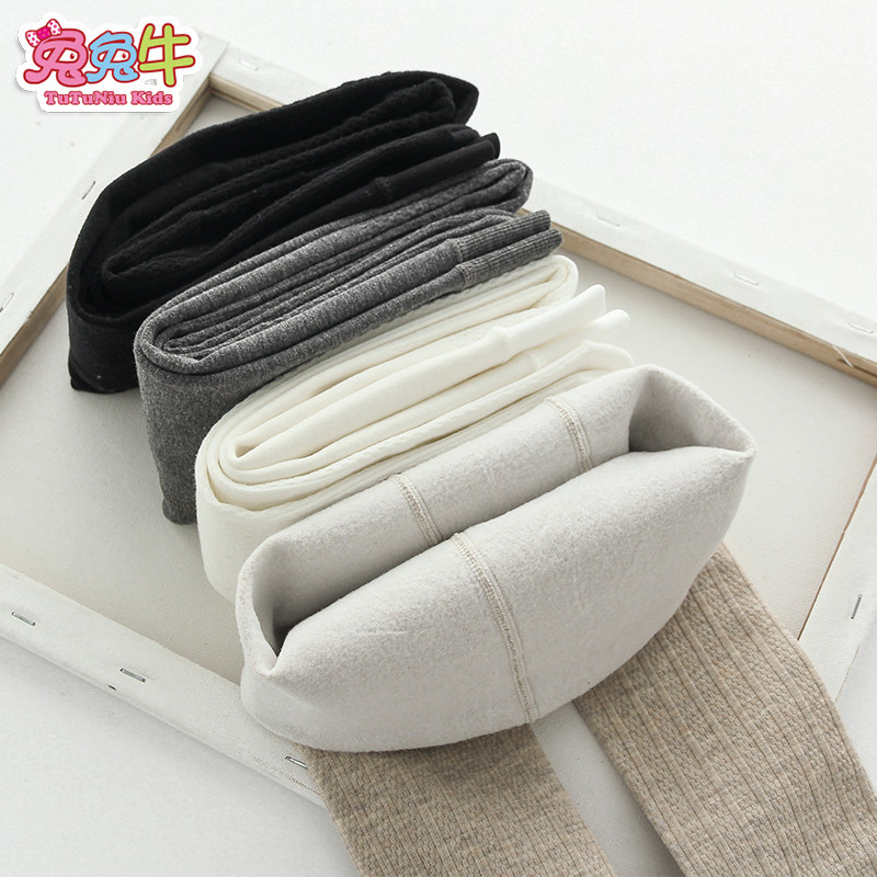 Rabbit rabbit cow Children's winter Hanfu with tights Step on the foot socks twist thickened brushed tights
