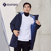 RAPIDO break road Winter Men warm long hooded fashion casual sports thick coat mall same model