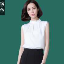 Shu Chiffon Shirt Womens Summer Dress Temperament Sleeveless Chiffon Shirt Turtleneck Shirt
