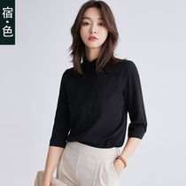 Scent Chiffon Shirt Womens Summer Thin Blouse Chiffon Chiffon Shirt Sleeve Professional Black Business Commuter Shirt