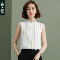 Sue · Color chiffon shirt womens summer thin pullover half-turtleneck temperament shirt sleeveless top OL solid color shirt